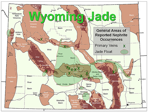 map showing jade occurrences