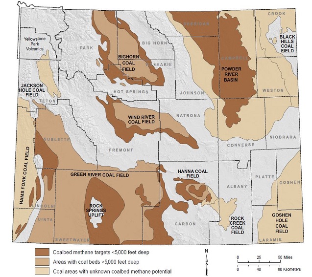 Wyoming coalbed methane map