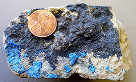 azurite and tenorite copper ore