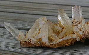 Quartz crystals formed along the inside of a void.